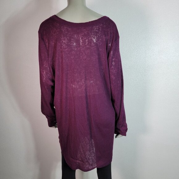 Willow Bay Top Plus Size 4X Lightweight Sheer Stretch Long Sleeve Casual Purple - Picture 4 of 6